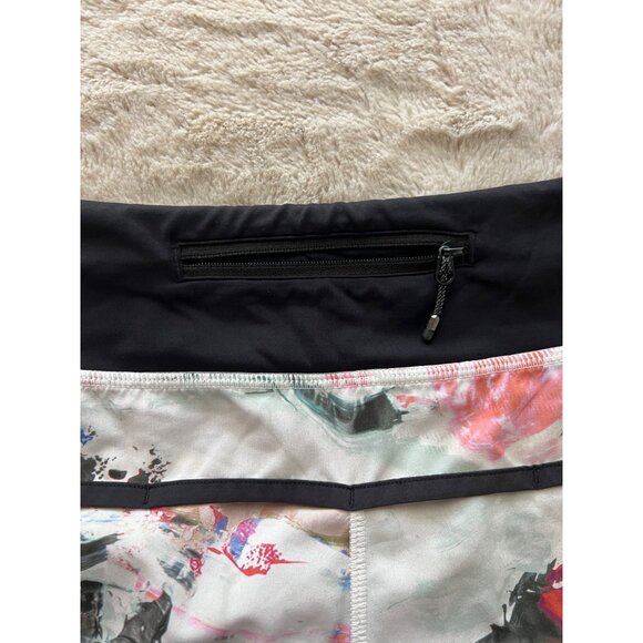 Lululemon Womens Multicolor Paint Splatter Running Shorts Size 8 With Back Pocke - Picture 5 of 9